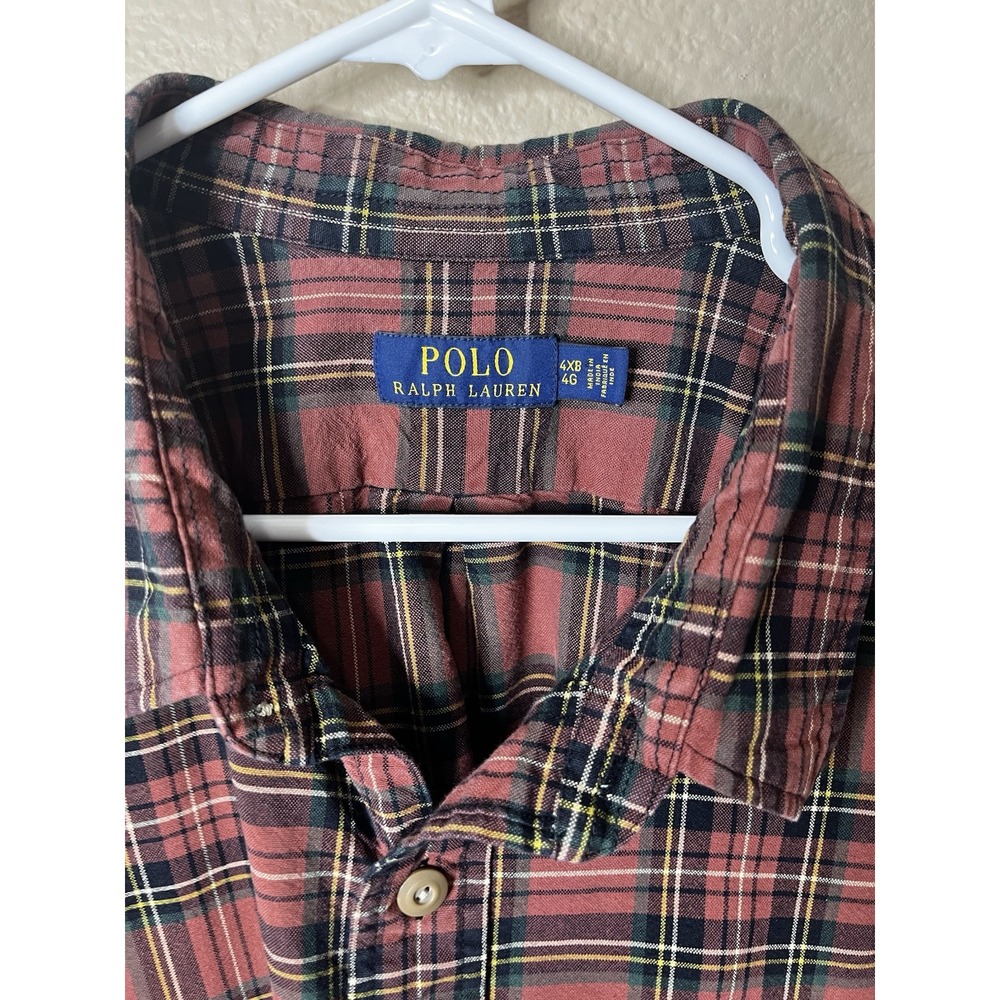 Polo Ralph Lauren Sz 4XB Orange Plaid Long Sleeve Button Down Shirt - Picture 3 of 4